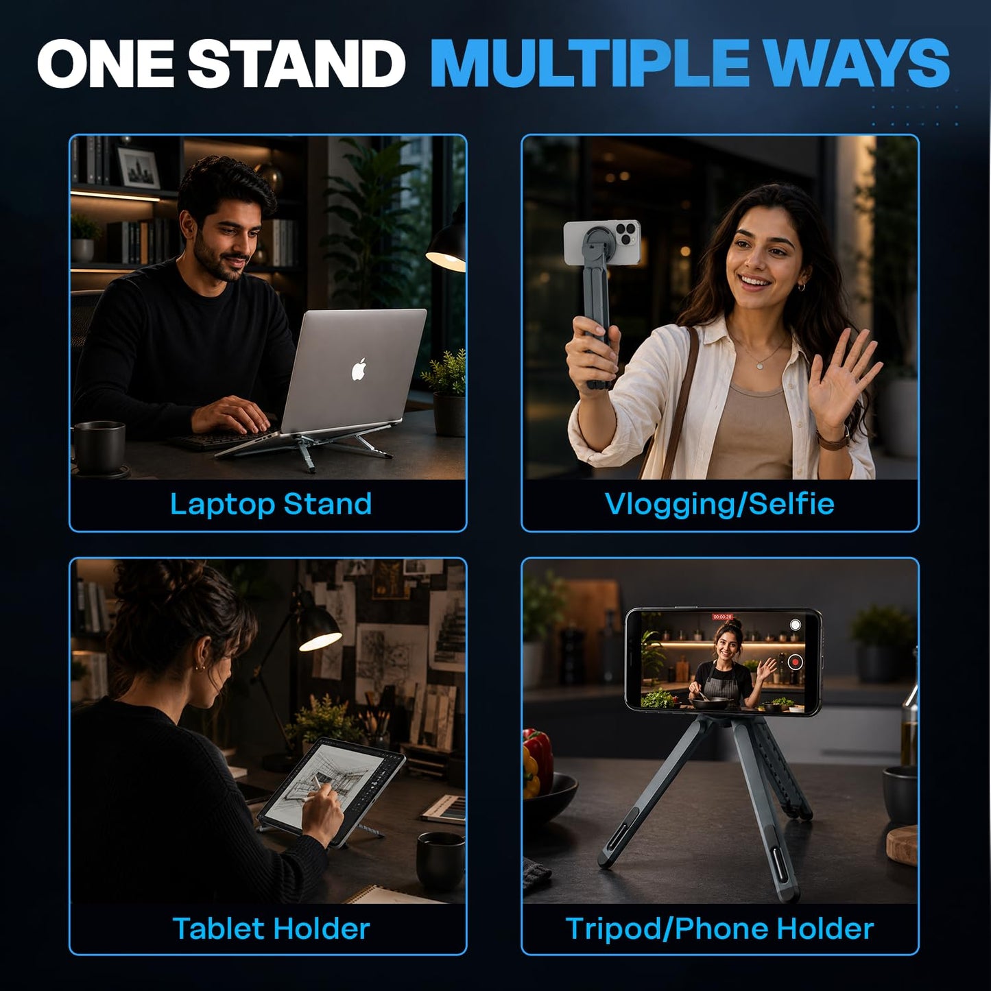 🚀 FlexiPro™ 4-in-1 Smart Laptop Stand
