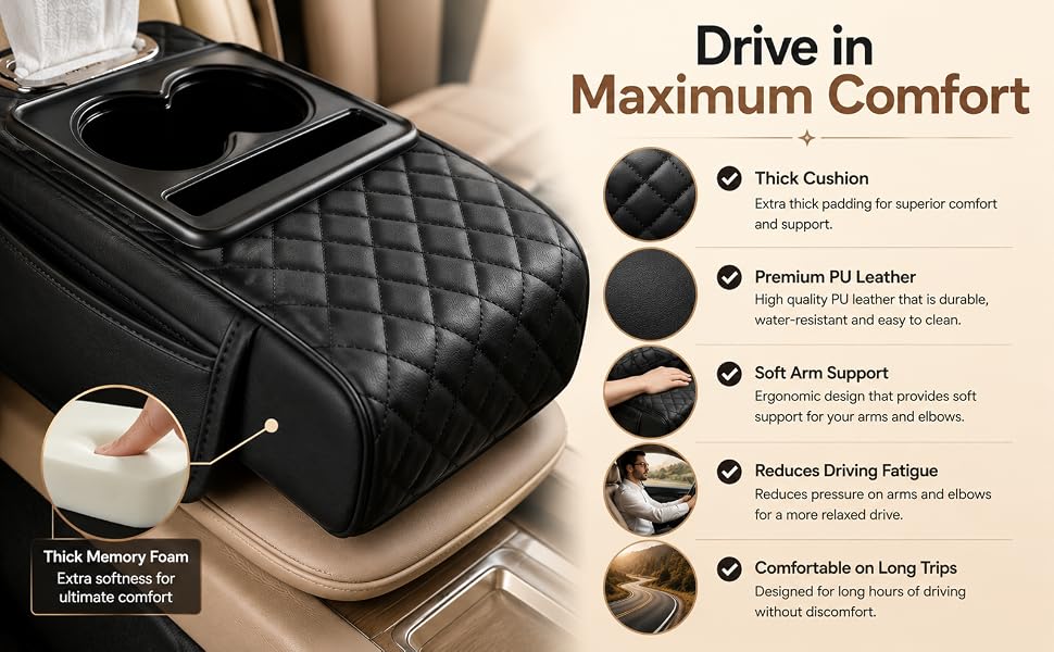 🚗✨ DriveEase™ 5-in-1 Premium Car Armrest Organizer