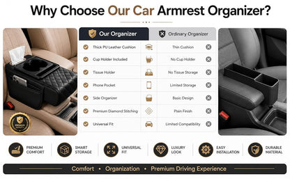 🚗✨ DriveEase™ 5-in-1 Premium Car Armrest Organizer