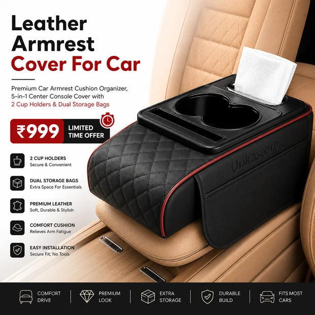 🚗✨ DriveEase™ 5-in-1 Premium Car Armrest Organizer