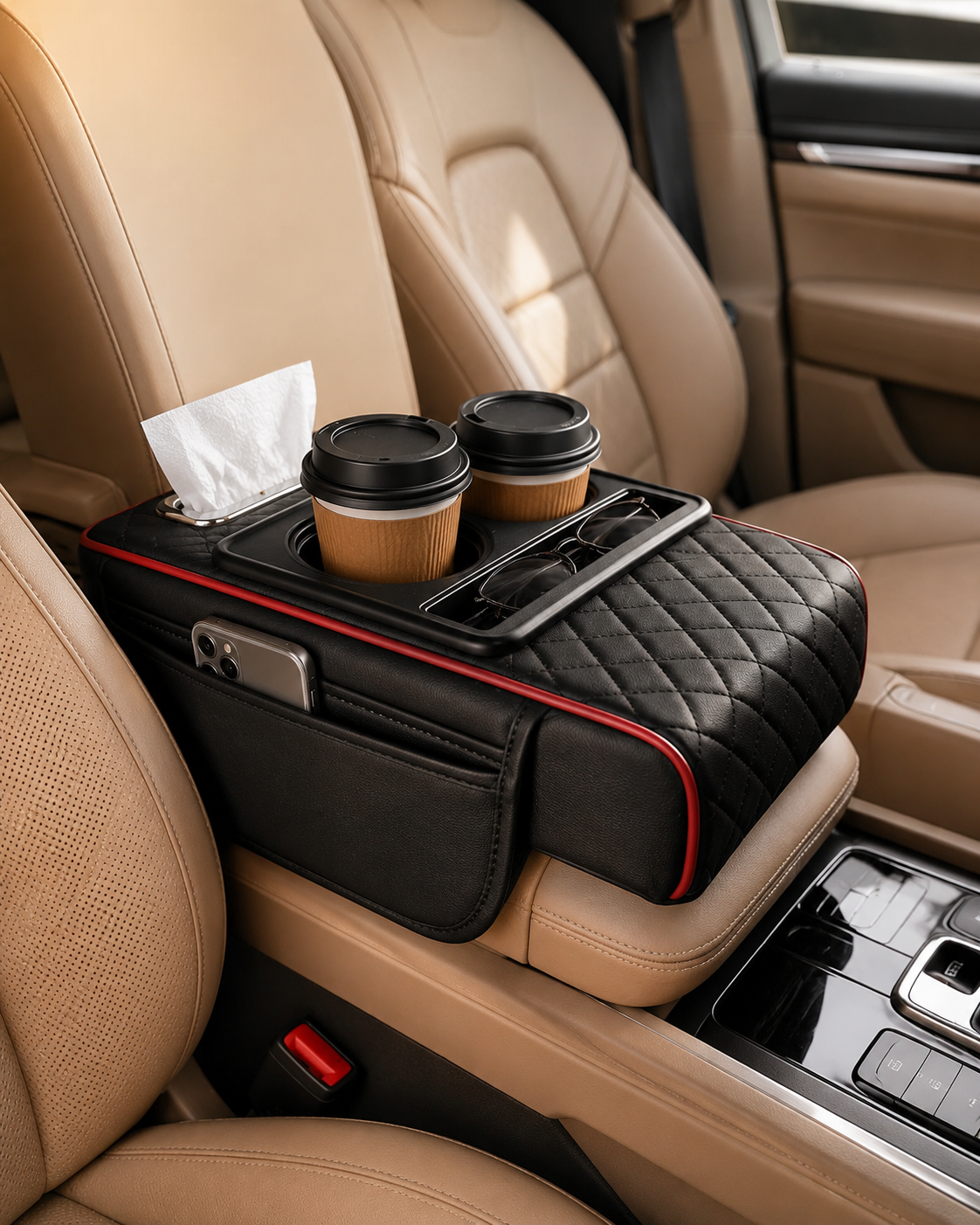 🚗✨ DriveEase™ 5-in-1 Premium Car Armrest Organizer