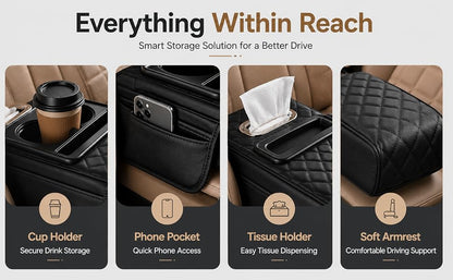🚗✨ DriveEase™ 5-in-1 Premium Car Armrest Organizer